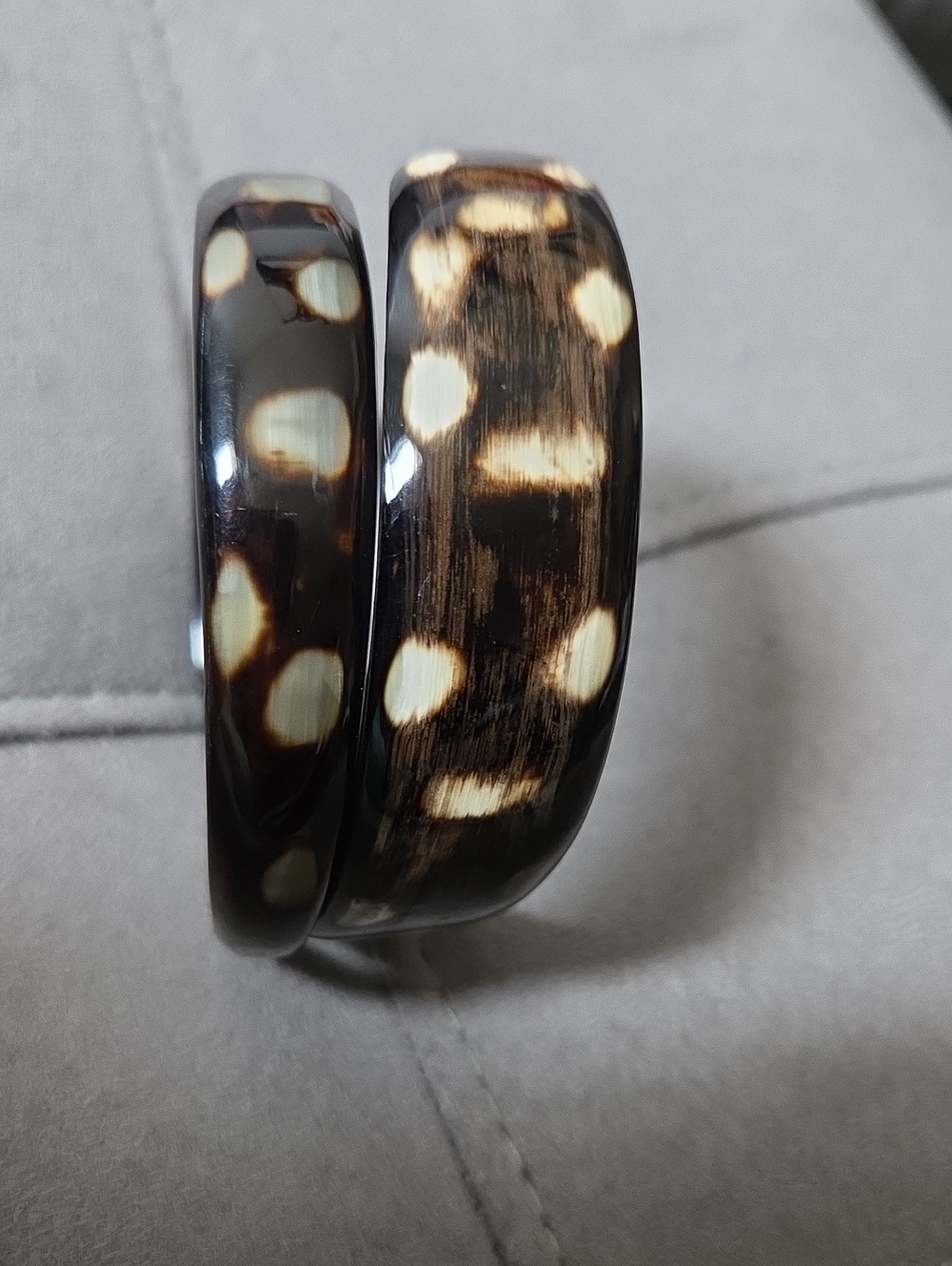 Handcrafted Water Buffalo Horn & Bone Double Wrap Bangle Bracelet. NWOT.